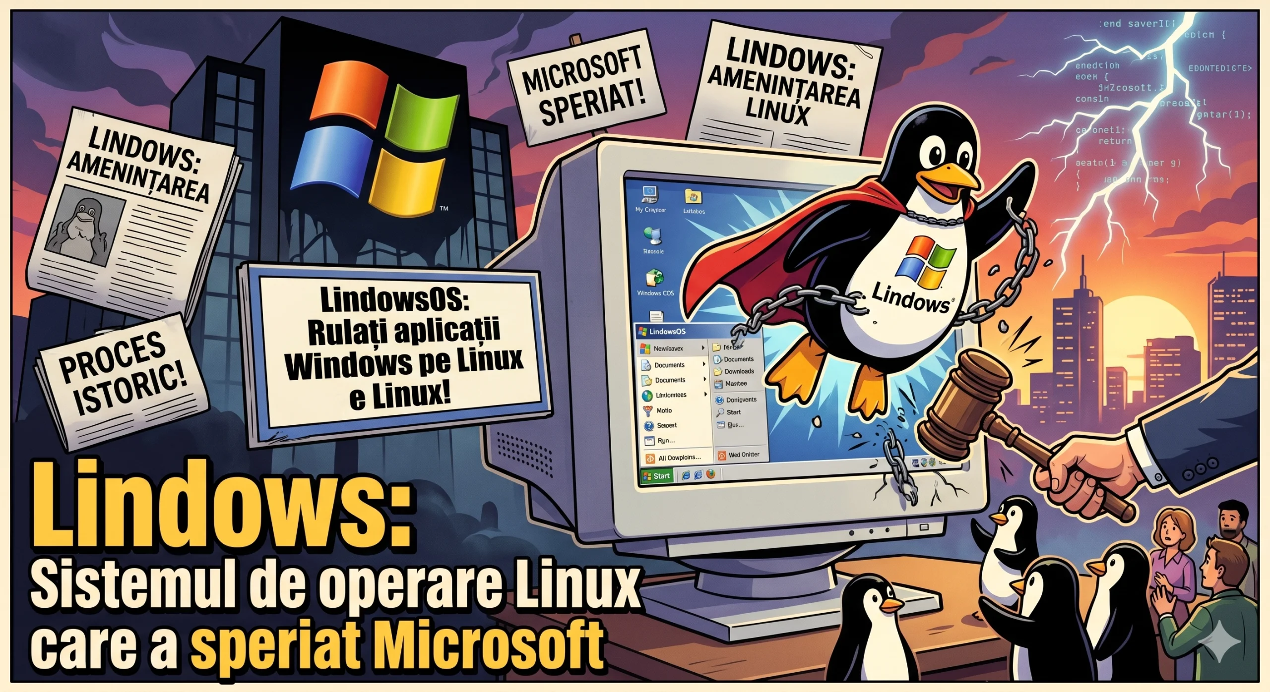 Imagine cu sistemul de operare Lindows și procesul istoric cu gigantul Microsoft.
